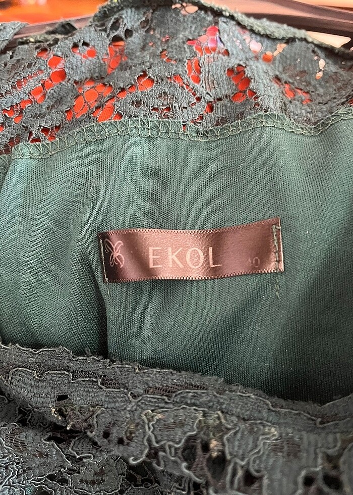 Yeşil güpürlü abiye - Görsel 2