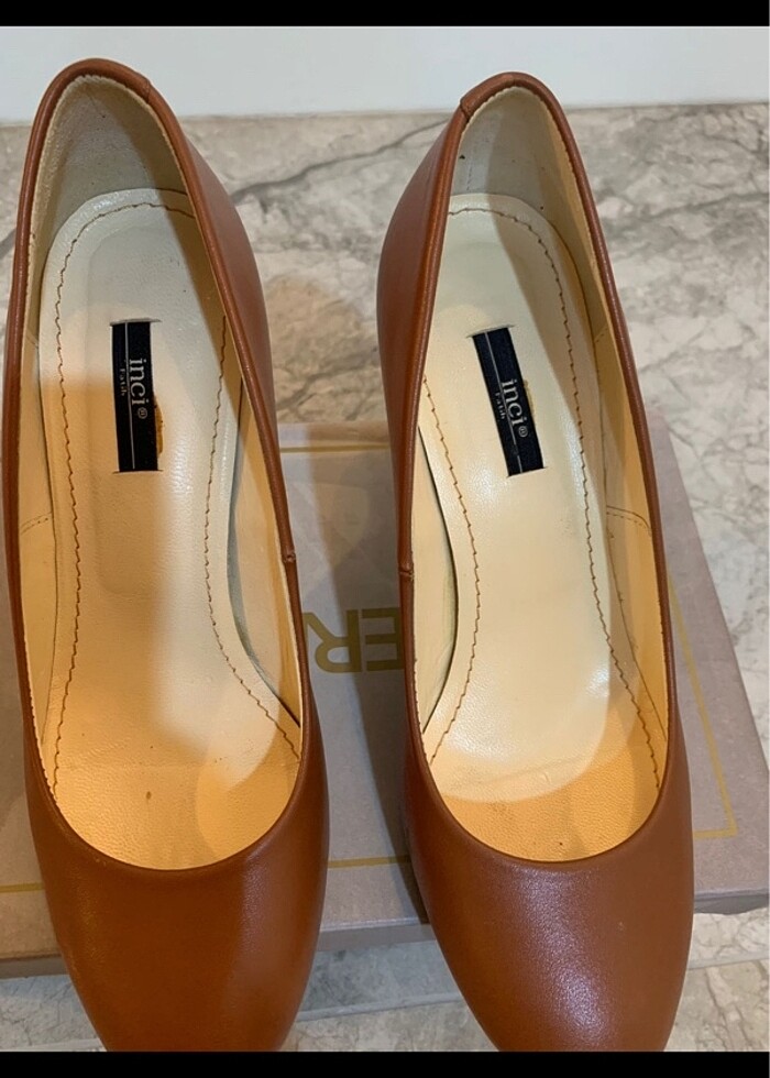 İnci taba renkli topuklu ayakkabı - Görsel 3