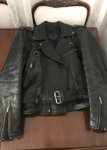 Erkek Siyah Deri Biker Ceket - Görsel 5