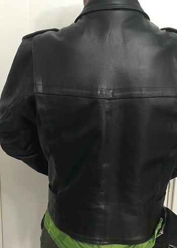 Erkek Siyah Deri Biker Ceket - Görsel 3