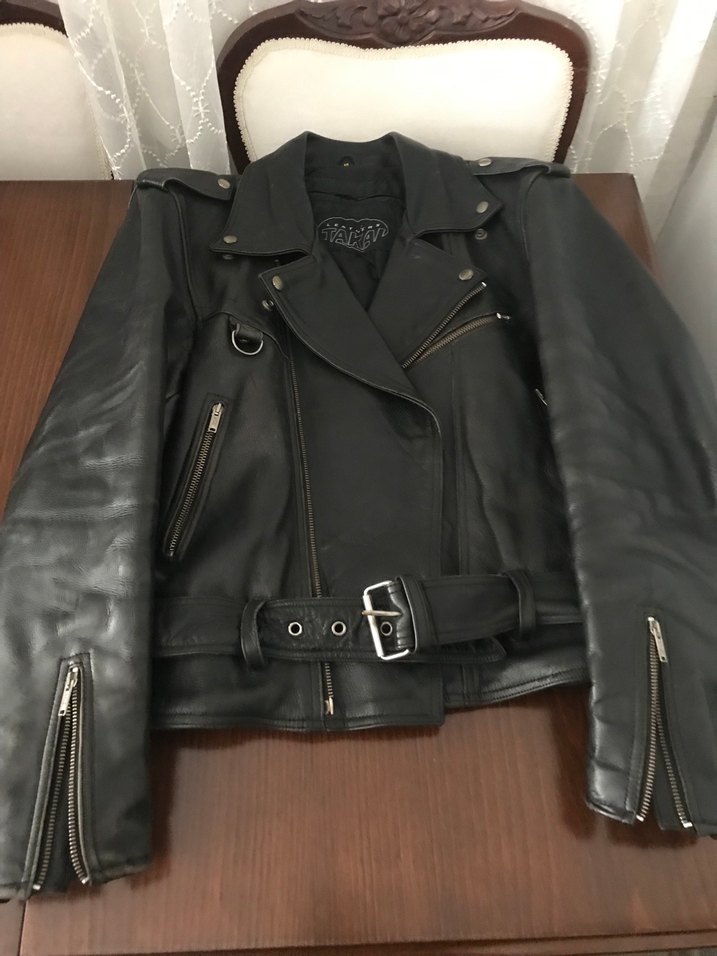 Erkek Siyah Deri Biker Ceket - Görsel 5