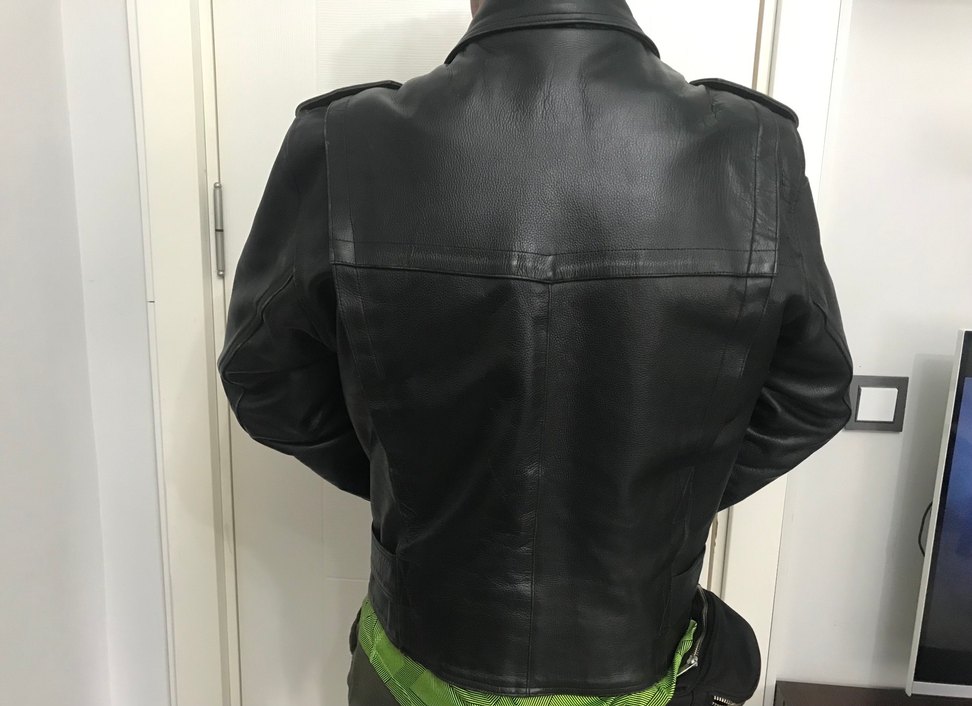 Erkek Siyah Deri Biker Ceket - Görsel 3