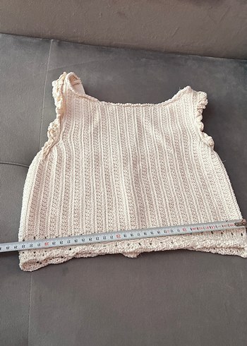 Kız Çocuk Beyaz Örgü Kolsuz Bluz - Görsel 3