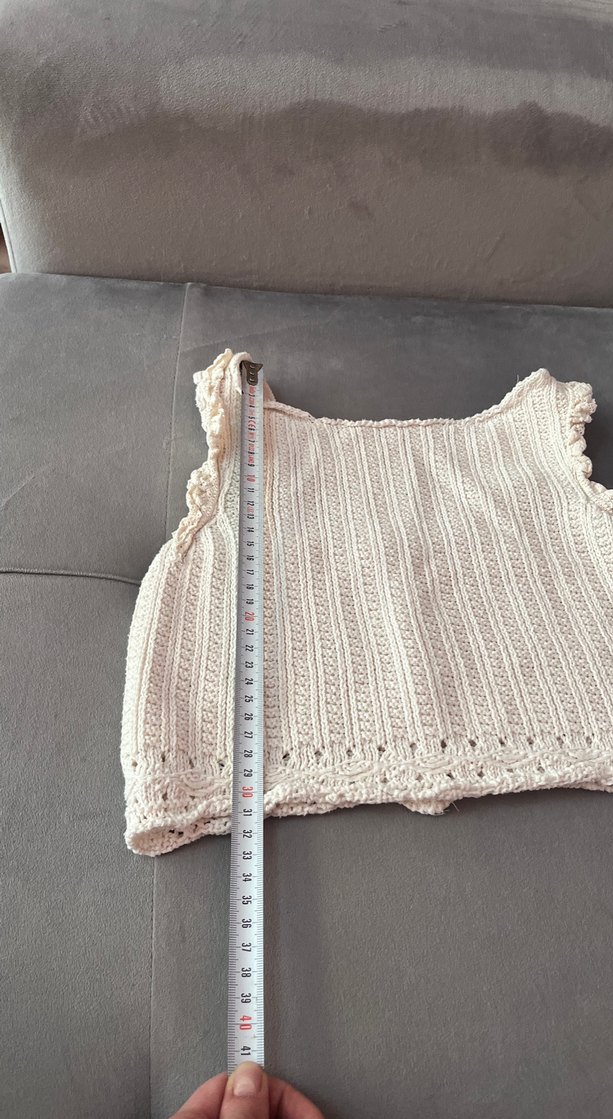 Kız Çocuk Beyaz Örgü Kolsuz Bluz - Görsel 2