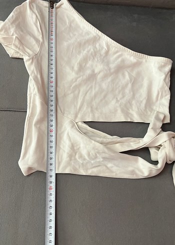 Beyaz Tek Omuz bluz - Görsel 4