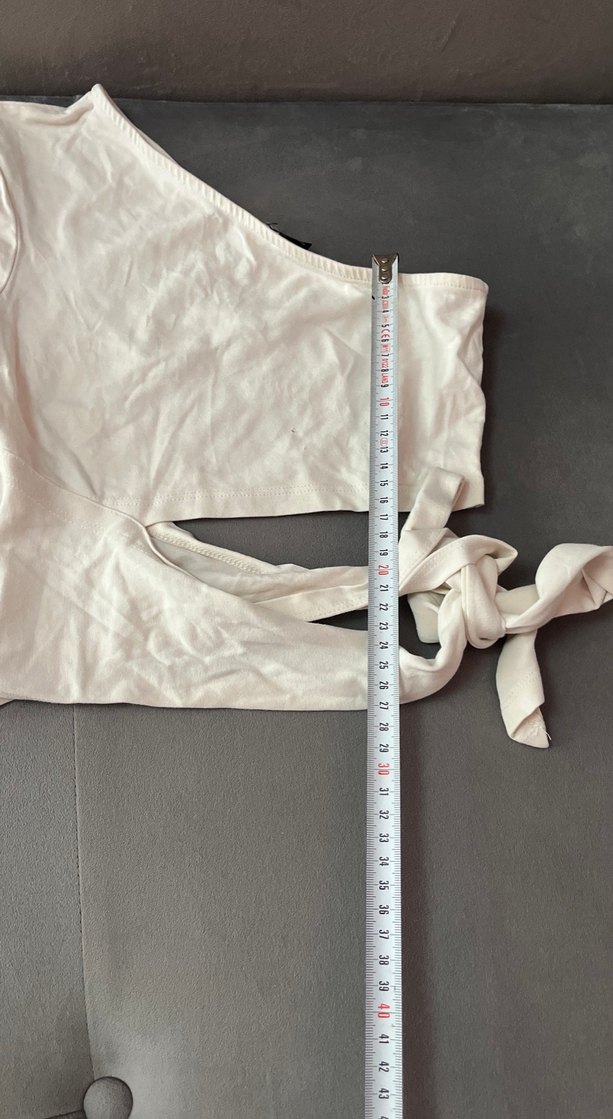 Beyaz Tek Omuz bluz - Görsel 5