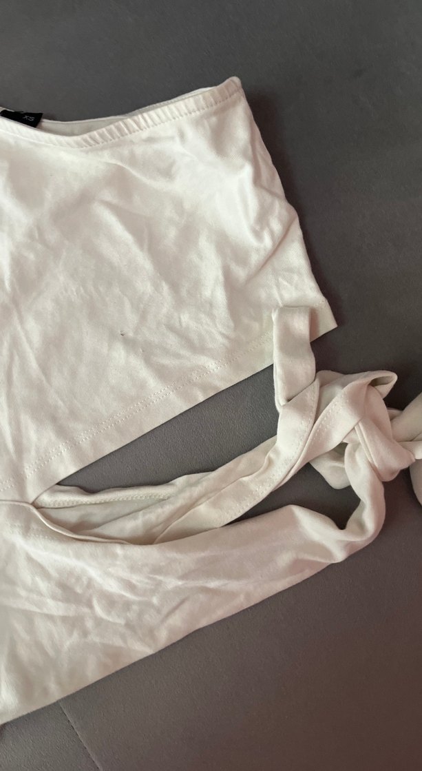 Beyaz Tek Omuz bluz - Görsel 3