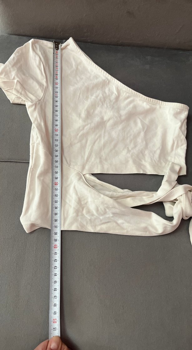 Beyaz Tek Omuz bluz - Görsel 4