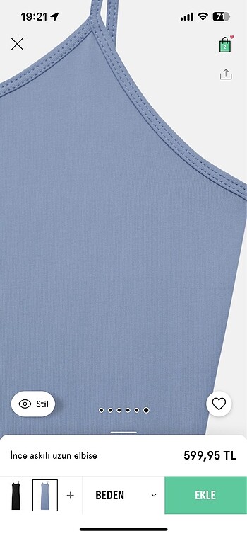 xs Beden mavi Renk Pull bear uzun askılı streç elbise