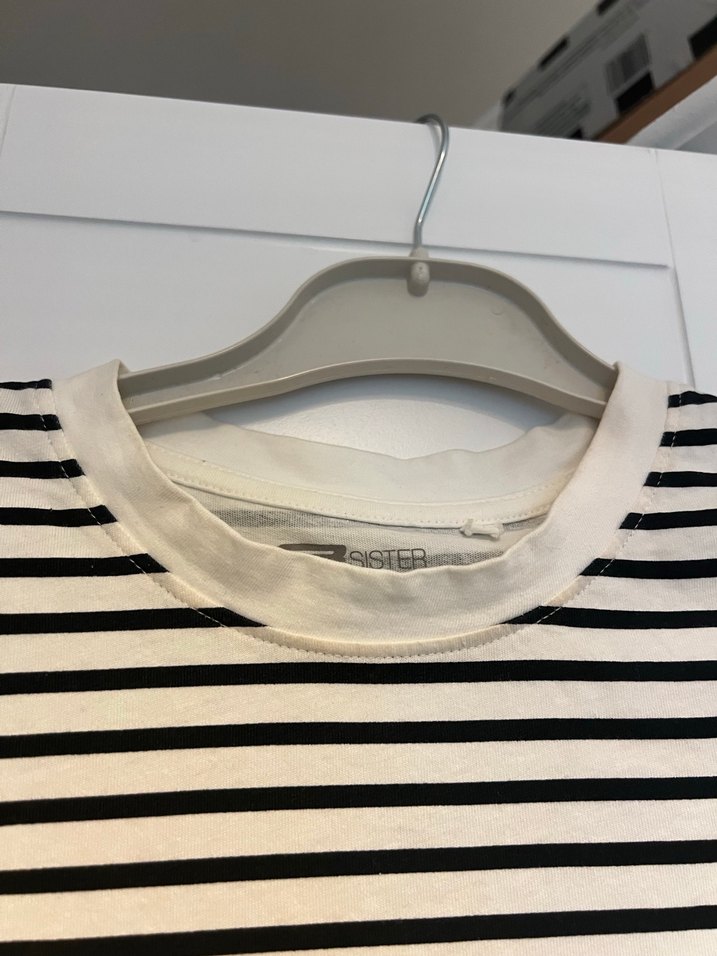 Kadın Gri Çizgili Pamuklu Tişört - Görsel 3