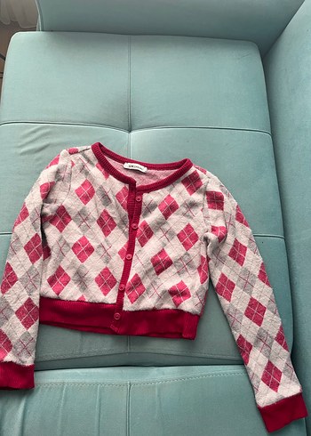 Düğmeli Pembe Kız Hırka