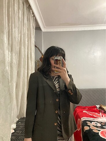 Vintage blazer ceket yeşil