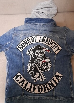 Sons of anarchy yamalı mavi kot ceket