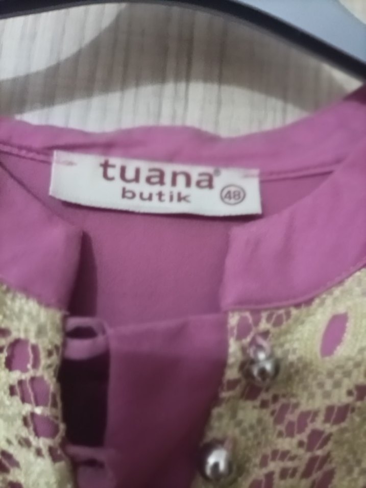 Düğmeli Pembe Uzun Kollu Nakışlı elbise - Görsel 2