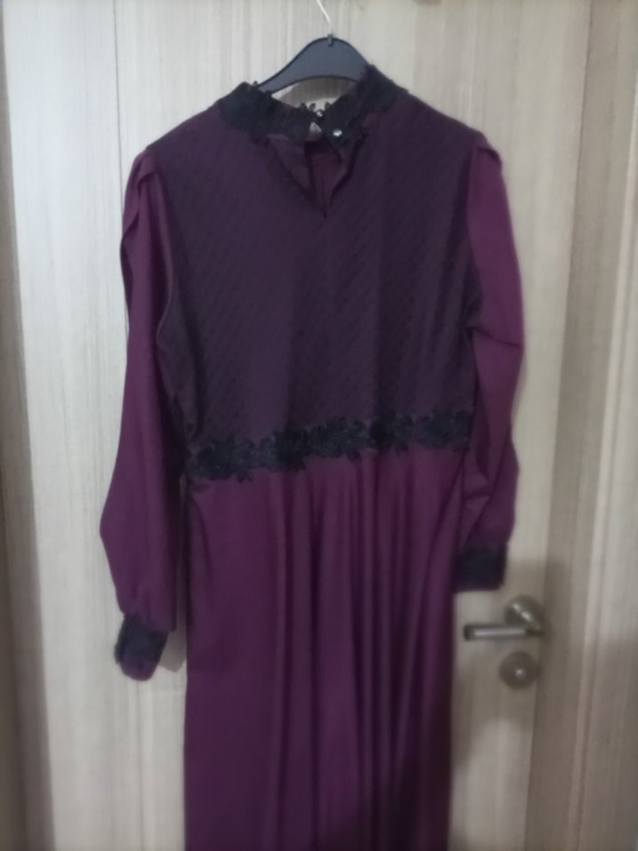 fuşya siyah elbise - Görsel 5