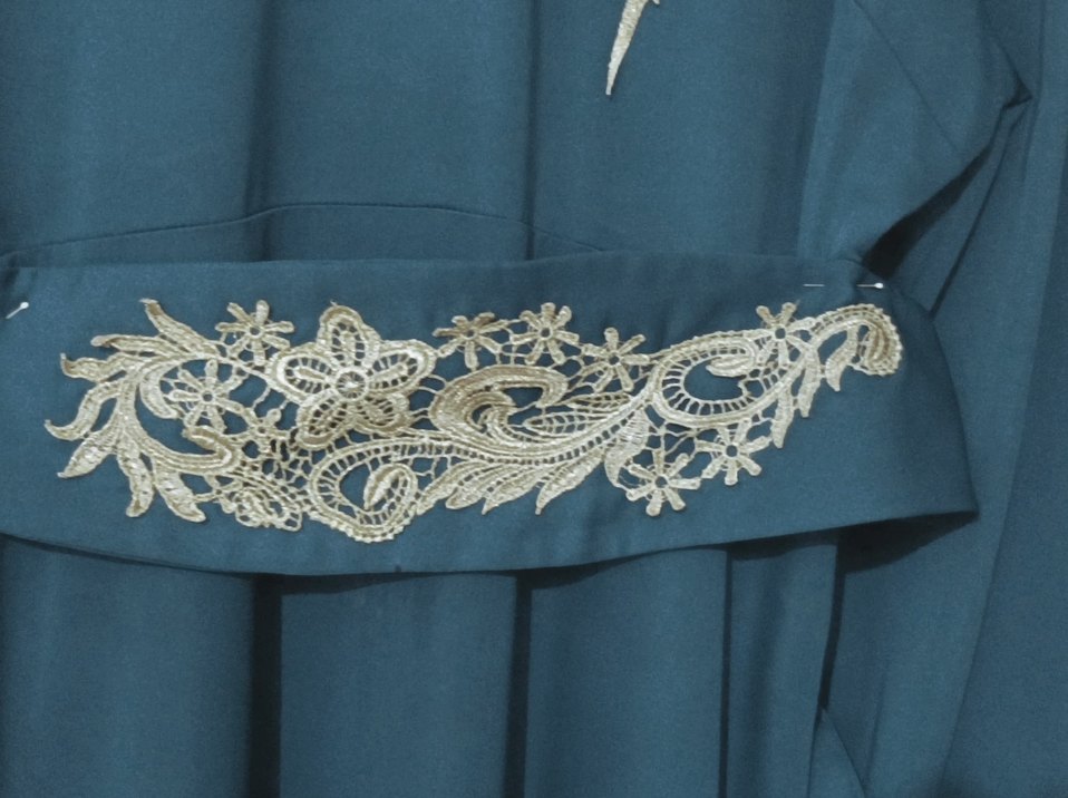 Nakışlı Uzun Kollu Turkuaz Kadın Elbise - Görsel 5