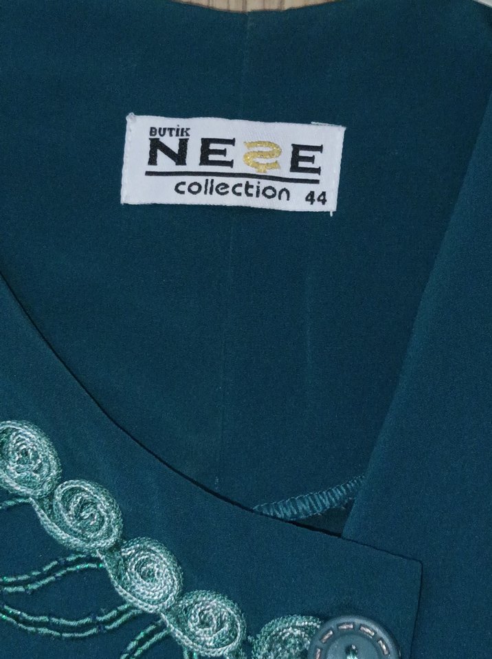 Uzun Turkuaz Kadın tunik Nakışlı - Görsel 3