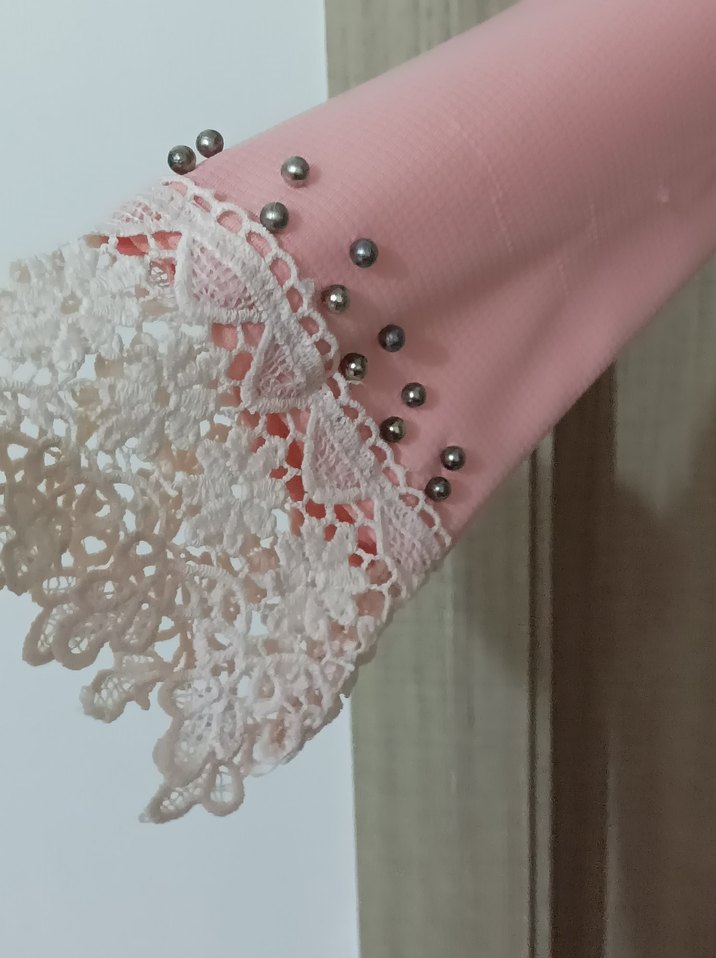 Pembe Dantelli bayan abiye tunik - Görsel 2