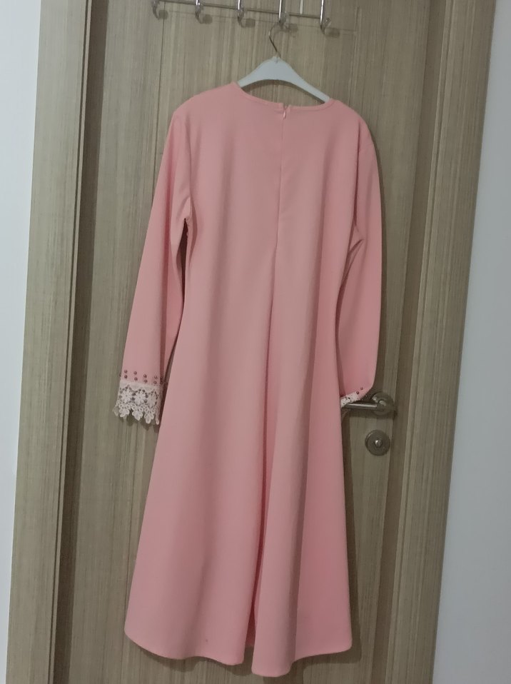 Pembe Dantelli bayan abiye tunik - Görsel 5