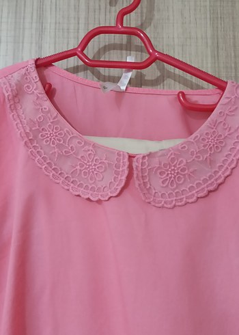 Diger Pembe Dantel Detaylı Kadın Tunik keten kumaş defakto marka - Görsel 4