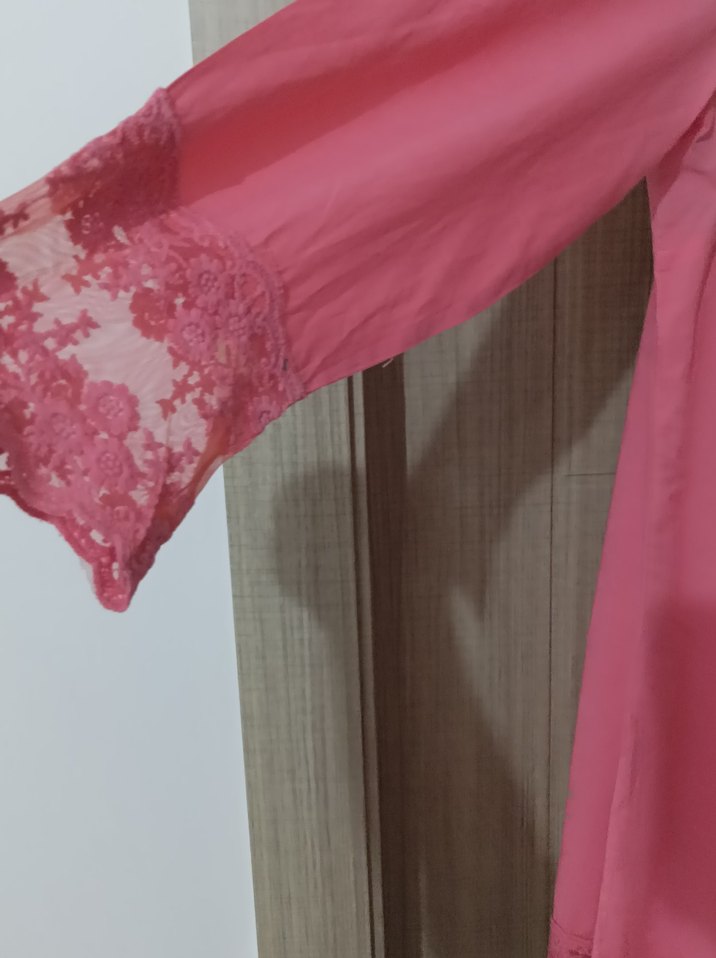 Diger Pembe Dantel Detaylı Kadın Tunik keten kumaş defakto marka - Görsel 3