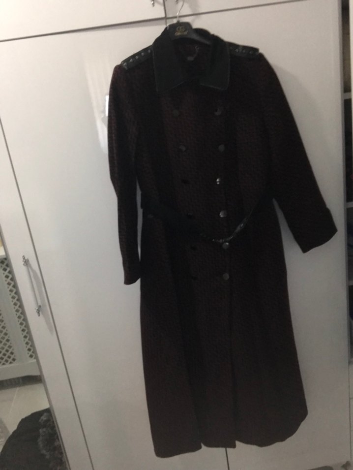 Bordo Uzun Kadın Yün Kaban - Görsel 2