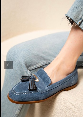 Nine West Mavi Süet Püsküllü Kadın Loafer sıfır mağaza ürünü