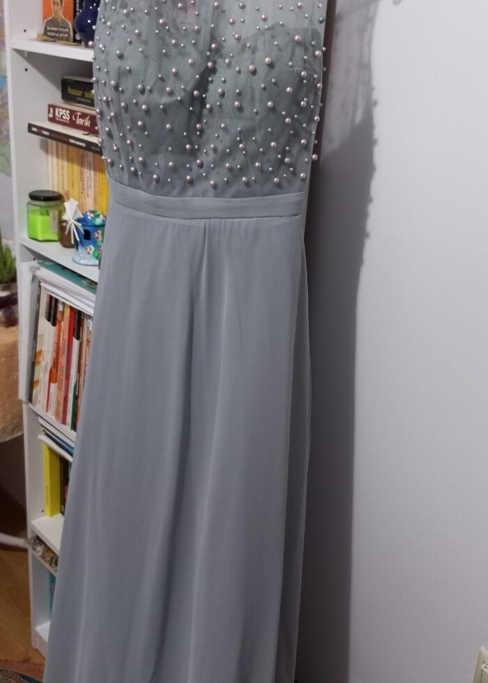 S beden gri uzun elbise   - Görsel 2