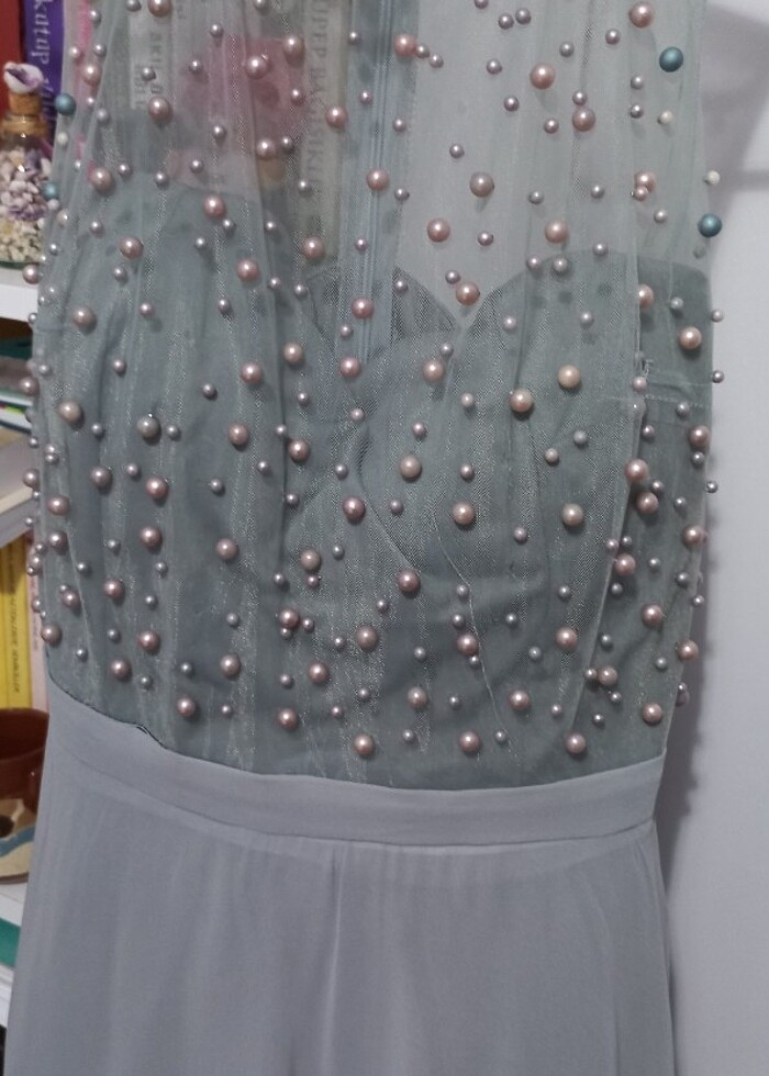 S beden gri uzun elbise   - Görsel 3