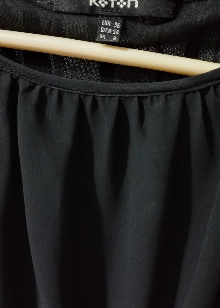 S beden siyah omuzları süslü beli lastikli kendinden kemerli elb - Görsel 4