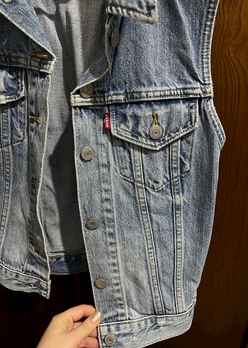 Levis Düğmeli Kolsuz Mavi Denim Ceket - Görsel 4