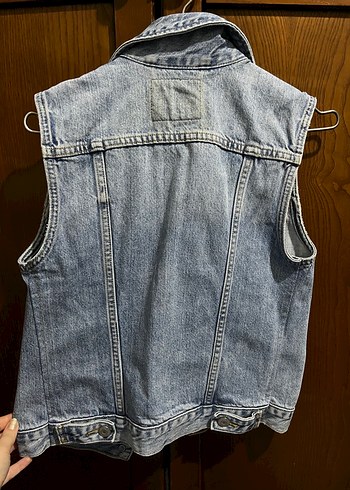 Levis Düğmeli Kolsuz Mavi Denim Ceket - Görsel 5