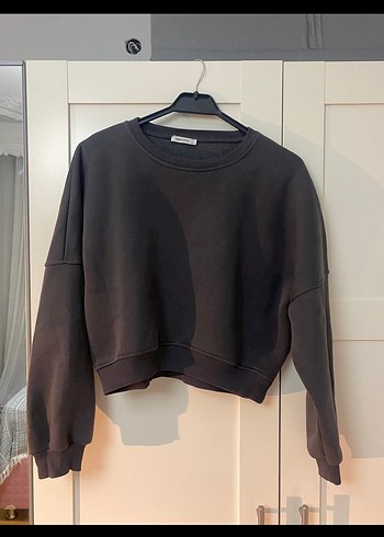 Kadın Gri Bisiklet Yaka Salaş Sweatshirt