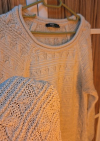 Bej Bohem Tarzı Kadın Triko Kazak - Görsel 2