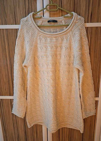 Bej Bohem Tarzı Kadın Triko Kazak - Görsel 4