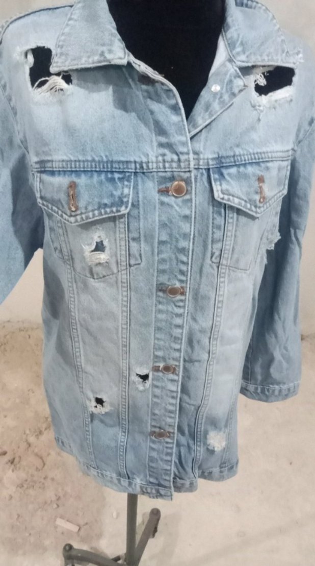 Düğmeli Gevşek Kesim Kadın Kot Ceket - Görsel 3