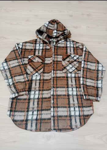 Kahverengi Ekose Kadın polar gömlek - Görsel 2