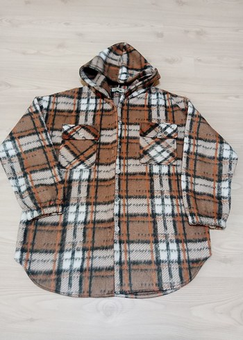 Kahverengi Ekose Kadın polar gömlek - Görsel 6