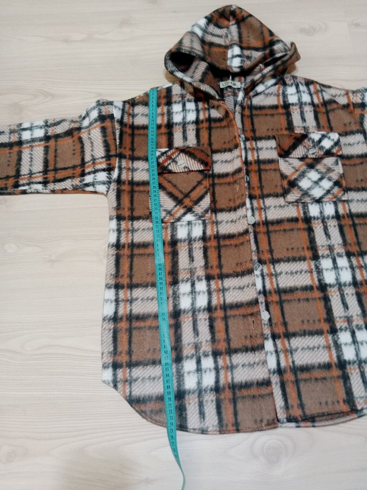 Kahverengi Ekose Kadın polar gömlek - Görsel 3