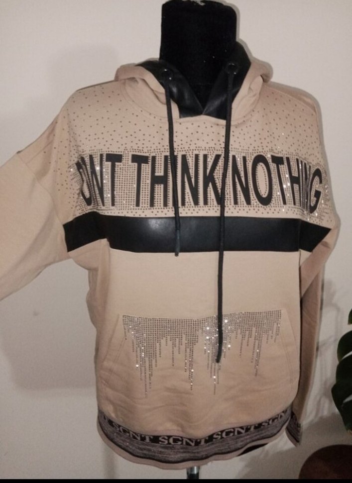 Bej Kapüşonlu Kadın Sweatshirt - Görsel 2