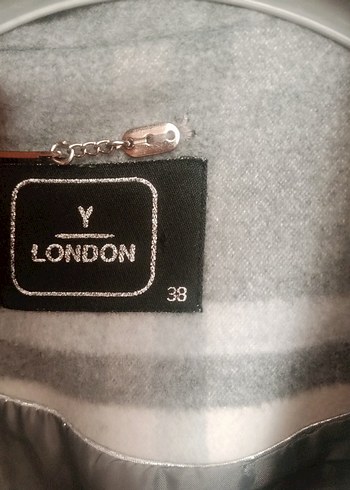Y LONDON Gri Ekose Desenli Kadın Kaban - Görsel 4