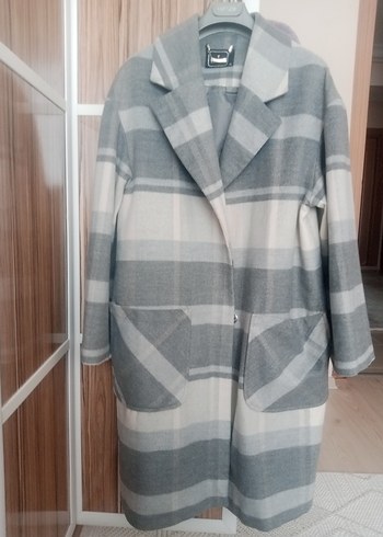 Y LONDON Gri Ekose Desenli Kadın Kaban - Görsel 2