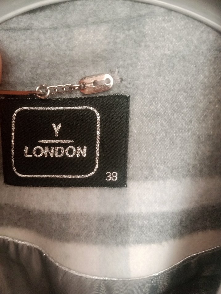 Y LONDON Gri Ekose Desenli Kadın Kaban - Görsel 4