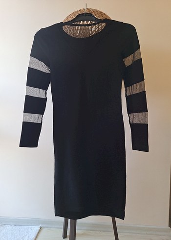 #Dantel Detaylı #Siyah #Mini #Elbise - Görsel 2