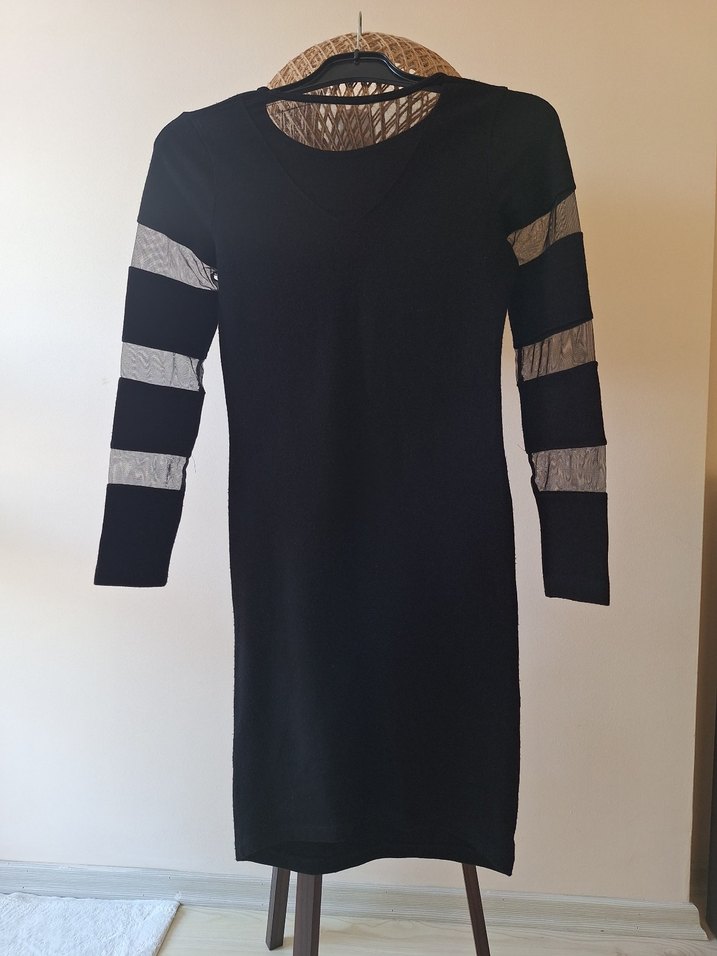 #Dantel Detaylı #Siyah #Mini #Elbise - Görsel 2