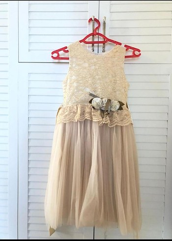 #Bej #Dantelli #Klasik #Kız #Çocuk #Elbisesi#Abiye - Görsel 2