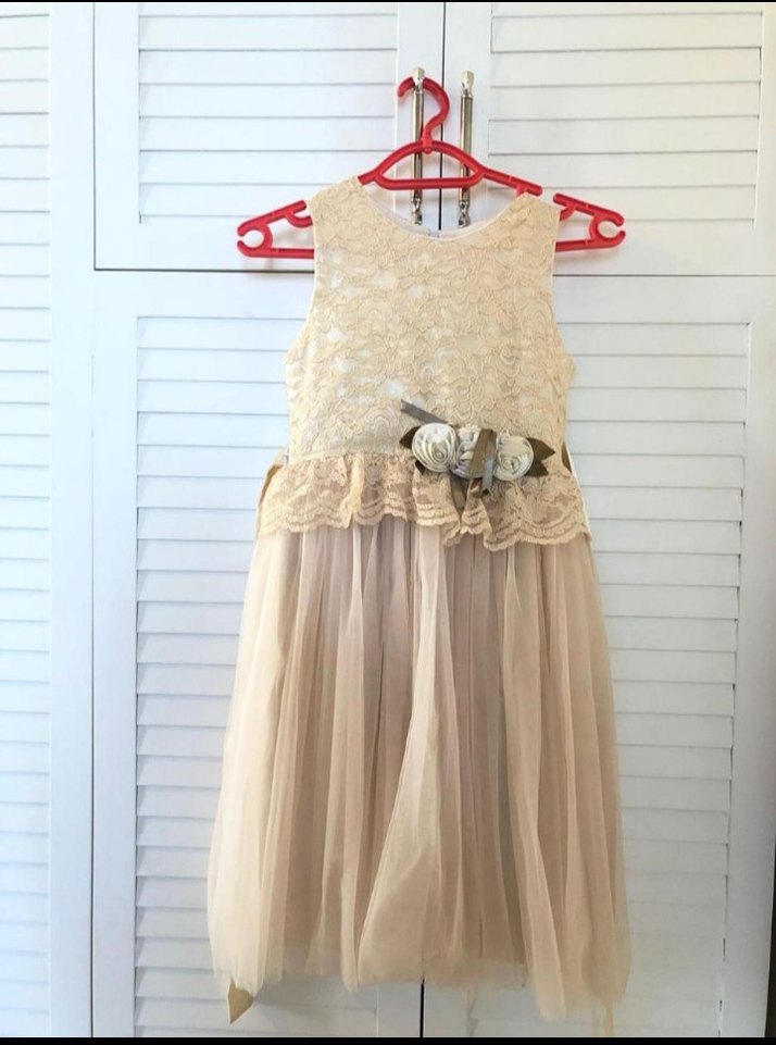 #Bej #Dantelli #Klasik #Kız #Çocuk #Elbisesi#Abiye - Görsel 2