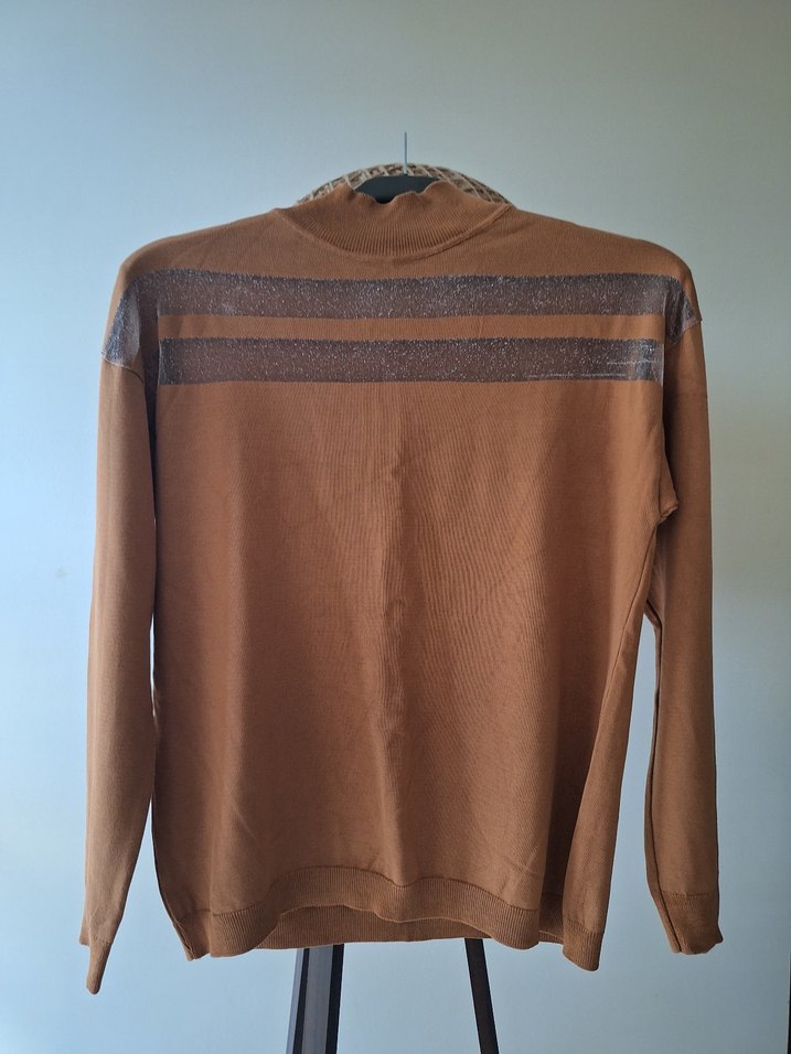 #Kahverengi #Çizgili #yarıboğazlı #Kazak - Görsel 3