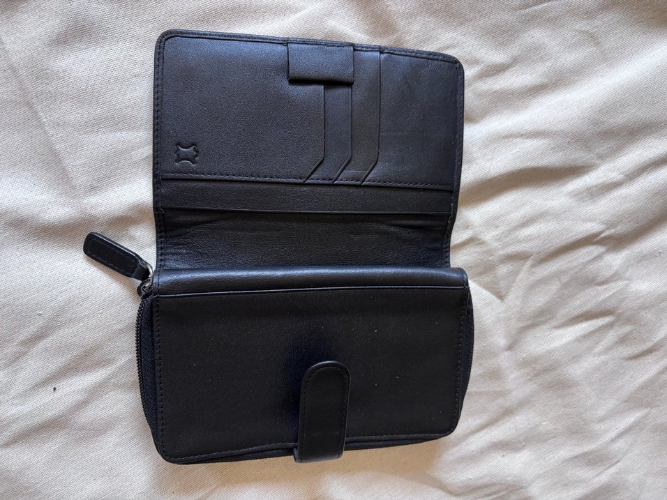 Kemerli Siyah Deri Kadın Cüzdan - Görsel 2