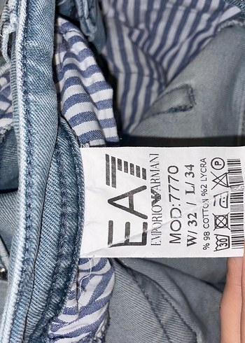 Emporio Armani Düğmeli Mavi erkek Jean - Görsel 4